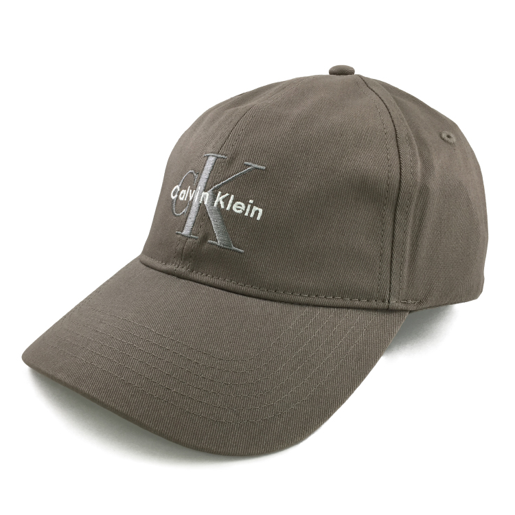 【Calvin Klein/カルバンクライン】MONOGRAM LOGO EMBROIDERY CAP gray gray