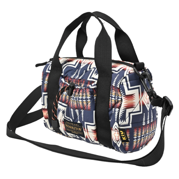 【KiU×ペンドルトン】スクエアパデッドミニボストンバッグ ハーディング ネイビー ミニボストンバッグ