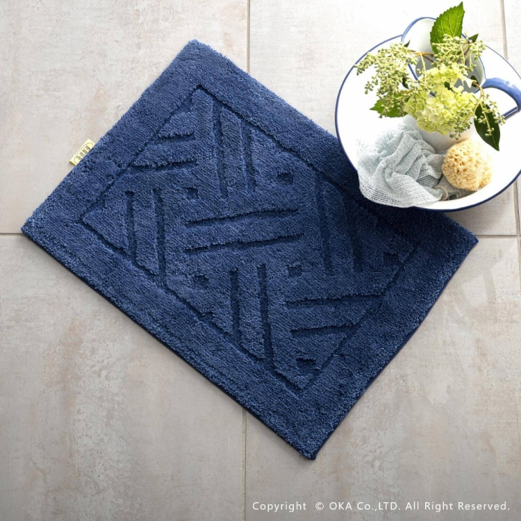 乾度良好リッカ バスマット 約45cm×60cm ネイビー ネイビー 45cm×60cm
