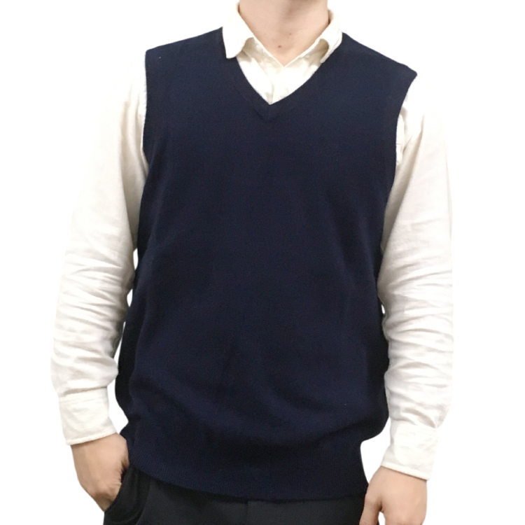 【RHYTHM BOX】リズムボックス カシミヤ100% Vネックベスト ネイビー M ネイビー M