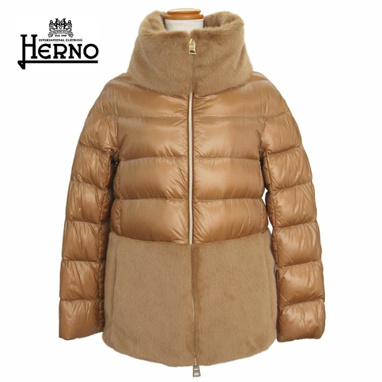 HERNO】ヘルノ ナイロンウルトラライト＆フェイクファー 切り替え