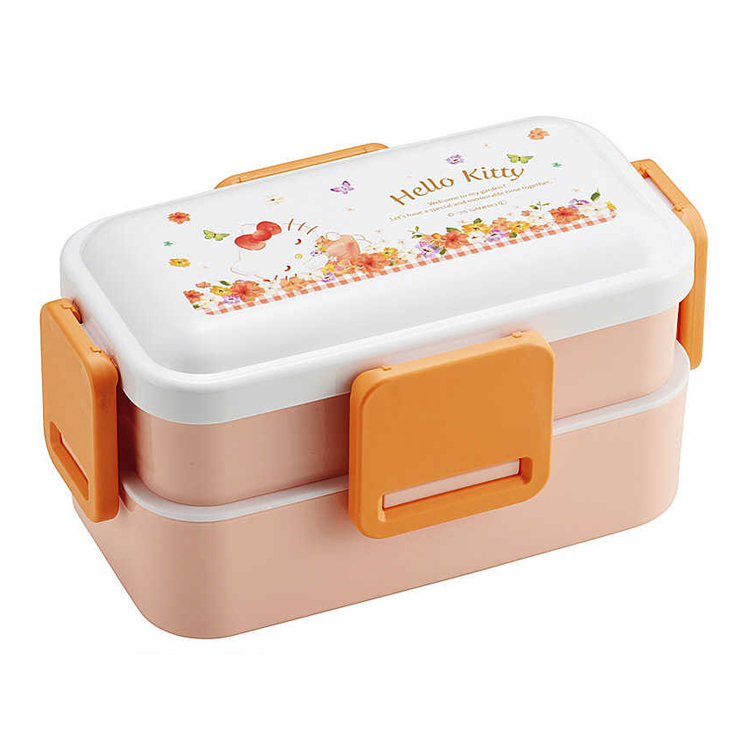 ハローキティ 2段ふわっと弁当箱 パステル水彩花柄