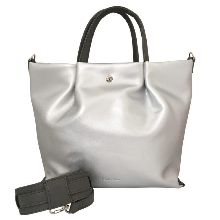 【Legato Largo】肩楽 合皮 2WAY ショルダーバッグ シルバー シルバー 2WAY ショルダーバッグ