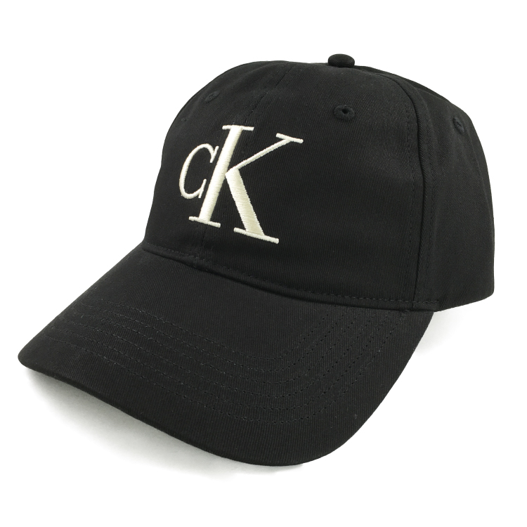 【Calvin Klein/カルバンクライン】LARGE MONOGRAM EMBROIDERY CAP black