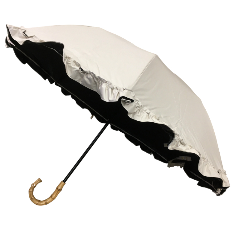 【RHYTHM BOX】リズムボックス 晴雨兼用 フリル2段折 グレージュ グレージュ