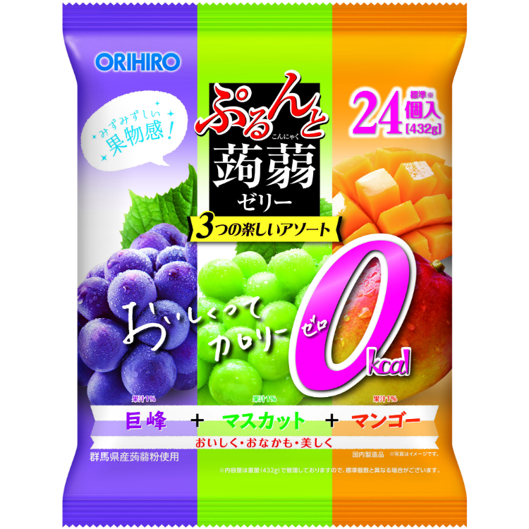 〔ダイエット&ビューティーフェア〕オリヒロ ぷるんと蒟蒻ゼリー 0kcal 巨峰+マスカット+マンゴー