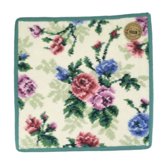 【FEILER】フェイラー　タオルハンカチ　メロウローズ　ペールグリーン/緑