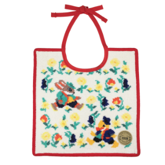 【FEILER】フェイラー　スタイ よだれかけ　レッツプレイタグ　アイボリー/赤