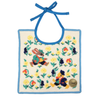 【FEILER】フェイラー　スタイ よだれかけ　レッツプレイタグ　アイボリー/青