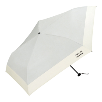 【WPC】IZA　軽量・スリム 紳士 日傘 折りたたみ傘 晴雨兼用　ライトグレー×オフ