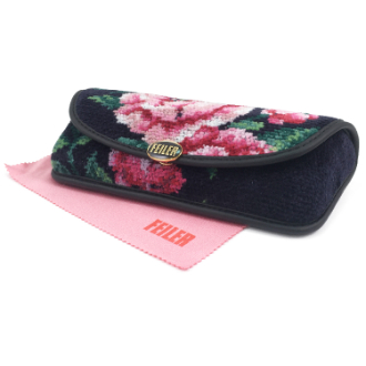 【FEILER】フェイラー　メガネケース　ローズアダージョ　ネイビー