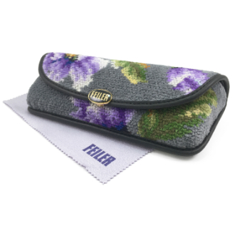 【FEILER】フェイラー　メガネケース　アメジストブルーム　グレー