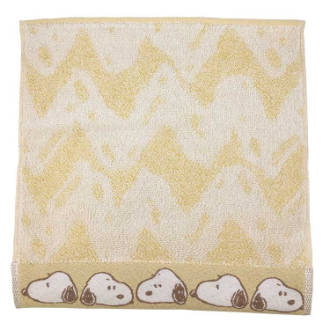 【SNOOPY】スヌーピー　ミニタオル　並ぶお顔　YE