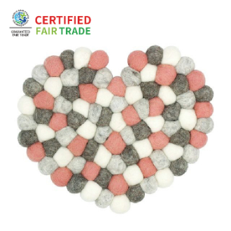 ポコポコ 鍋敷き　ハート　グレー