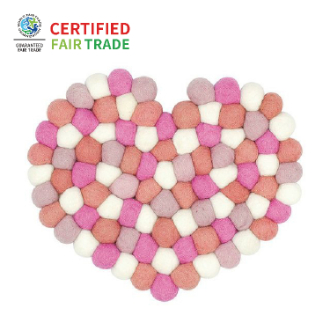 ポコポコ 鍋敷き　ハート　ピンク