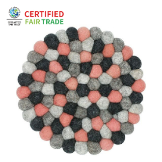 ポコポコ 鍋敷き　ラウンド　ピンク