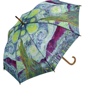 名画木製ジャンプ傘（ゴッホ「星月夜」）