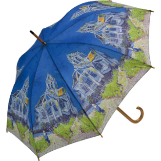 名画木製ジャンプ傘（ゴッホ「オーヴェルの教会」）