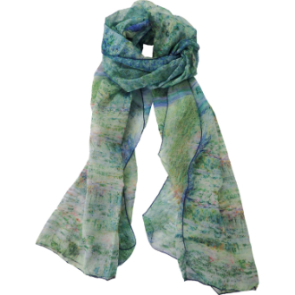 名画ストール（モネ「睡蓮の池と日本の橋」）