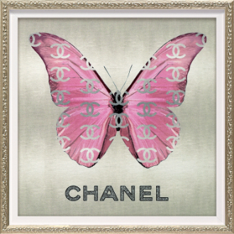 オマージュ キャンバスアート「ファッション バタフライ ピンク（スクエアSS）」