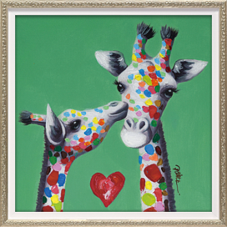 オイル ペイント アート「キス ジラフ（Sサイズ）」