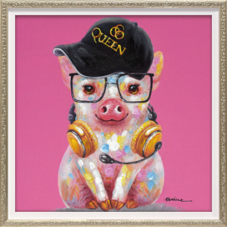 オイル ペイント アート「ピッグ クイーン（Sサイズ）」