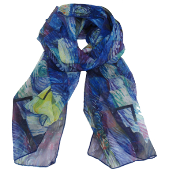 名画モザイクアートシリーズ　～ストール～（ゴッホ「星月夜」）