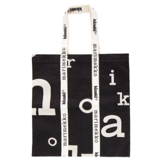 【marimekko】マリメッコ　ファブリックバッグ　Carrier Midi Marimerkki　ブラック×ホワイト