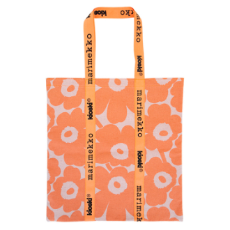 【marimekko】マリメッコ　ファブリックバッグ　Igelin Unikko　オレンジ×ピンク