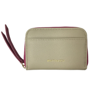 【RHYTHM BOX】リズムボックス　小銭入れ付きジャバラカードケース　グレージュ×パープル