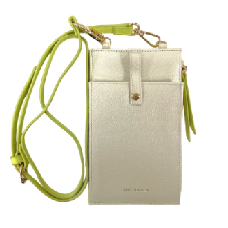 【RHYTHM BOX】リズムボックス　サコッシュ　パールホワイト×イエローグリーン