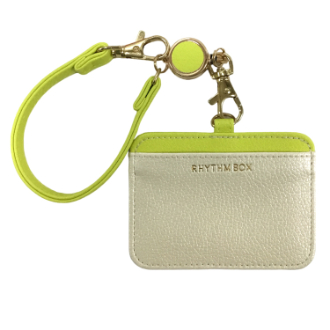 【RHYTHM BOX】リズムボックス　リールパスケース　パールホワイト×イエローグリーン