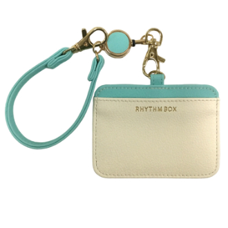 【RHYTHM BOX】リズムボックス　リールパスケース　ホワイト×パステルブルー