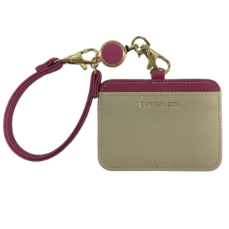 【RHYTHM BOX】リズムボックス　リールパスケース　グレージュ×パープル