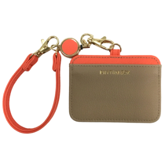 【RHYTHM BOX】リズムボックス　リールパスケース　モカ×オレンジ