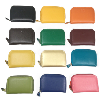 [クイックセット]  牛床革 ラウンドファスナー 小銭入れ（12ケ）