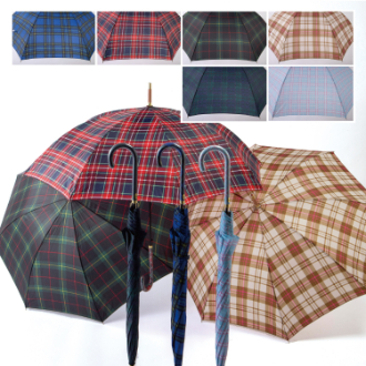 [クイックセット]  格子柄手元 生地巻きジャンプ傘（30本）