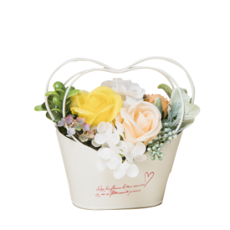 ソープフラワーハートブリキアレンジ  イエロー系