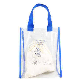 【SNOOPY】スヌーピー　クリアトートM 巾着付き BLサーフ