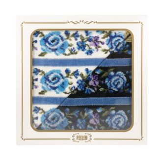 【FEILER】フェイラー　アデリーナボーダーブルー ギフトセット　ハンカチ２枚