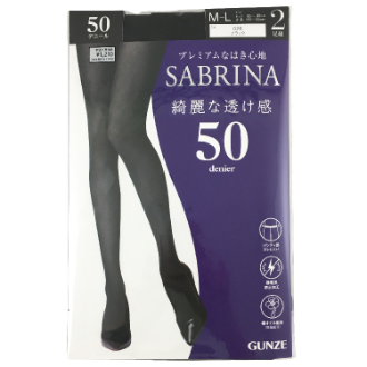 【SABRINA】サブリナ　タイツ 2足組　50デニール　ブラック　M-L