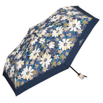 【WPC】雨折傘 ブルーミングフラワー　ネイビー