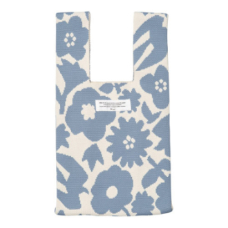 【WPC】ニットトートバッグ　花と鳥ブルー