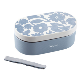 【WPC】ランチボックス　花と鳥ブルー
