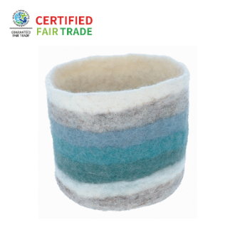 シリンダー・スモールバスケット　ブルーボーダー