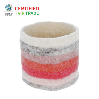 シリンダー・スモールバスケット　ピンクボーダー