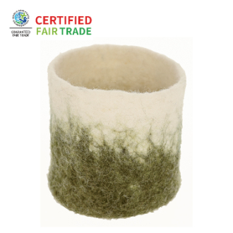 シリンダー・スモールバスケット　グリーングラデーション