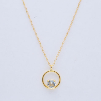 [３月誕生石]K18YGアクアマリンペンダント