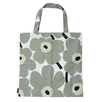 【marimekko】マリメッコ　ファブリックバッグ　Pieni Unikko　グレー×サンド
