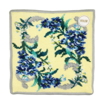 【FEILER】フェイラー　タオルハンカチ　エーデルブラウ　ペールイエロー/シルバーグレー